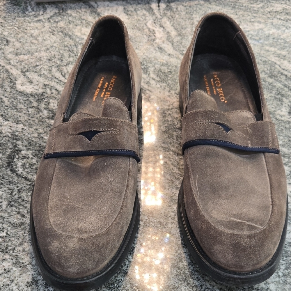 Bacco Bucci Taupe Suede Slip-Ons